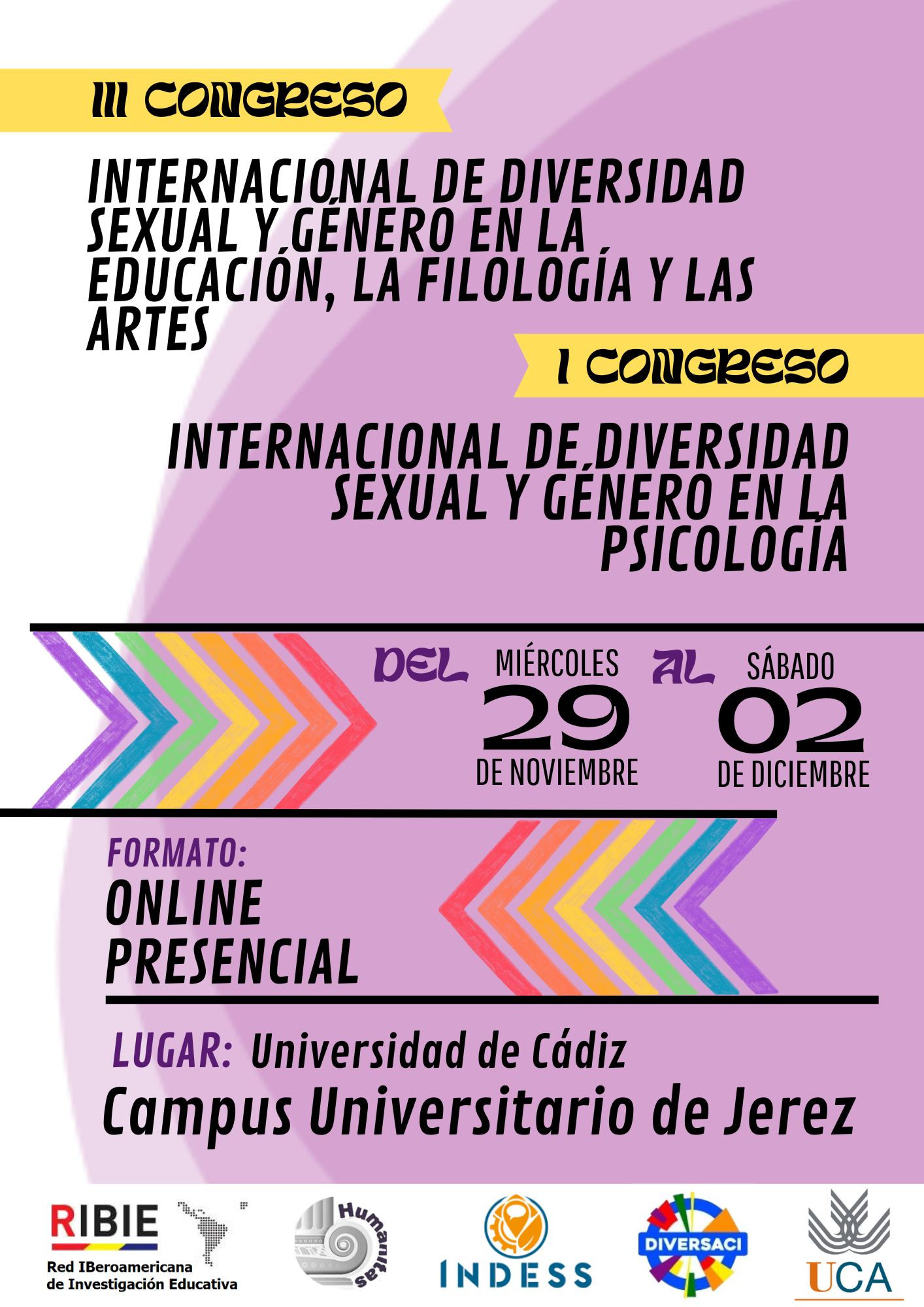 III Congreso Internacional de Diversidad Sexual y Género en la Educación, la Filología y las Artes y I Congreso Internacional de Diversidad Sexual y Género en la Psicología