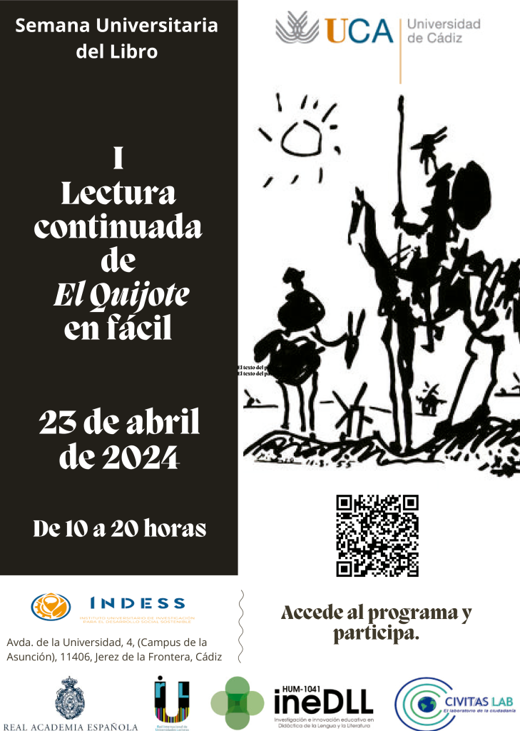 IMG La Semana del Libro Universitario de la UCA celebra la I Lectura continuada de Don Quijote de la Mancha en Fácil